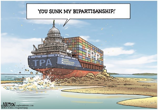 Editorial cartoon: You sunk my bipartisanship