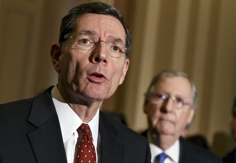 Sen. John Barrasso, R-Wyo., the Republican Policy Committee chairman, joins Senate Minority Leader Mitch McConnell, R-Ky., right, in criticizing Senate Democrats following a procedural vote on legislation to renew jobless benefits for the long-term unemployed, at the Capitol in Washington, Tuesday, Jan. 07, 2014. Sen. McConnell said that Senate Majority Leader Harry Reid, D-Nev., is almost entirely responsible for making the Senate dysfunctional.   (AP Photo/J. Scott Applewhite)