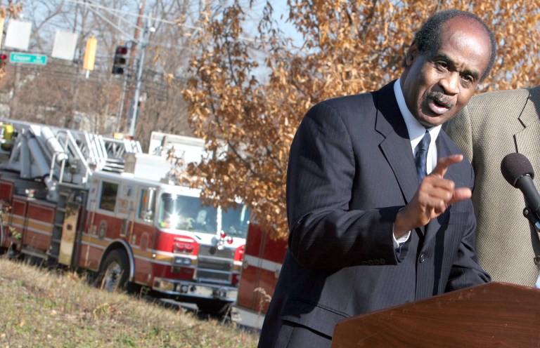 Montgomery County Executive Ike Leggett speaks during  in a ground breaking ceremony for the new Germantown/Kingsview Fire Station in Germantown, Maryland on Thursday, November 29, 2007.  GregWhitesell/Examiner