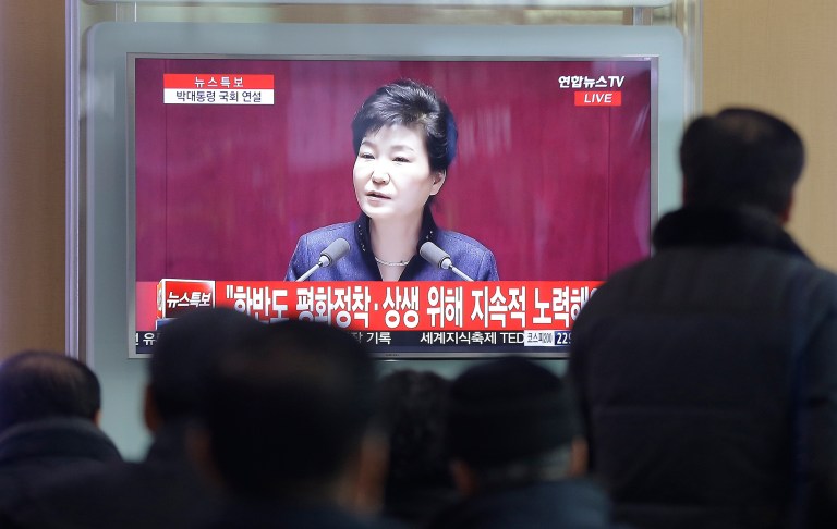South Korean President Park Geun-hye spoke before her nation's parliament about more effective measures to make the hard-line communist regime in the Democratic People's Republic of Korea, or DRPK, abandon its rekindled nuclear ambitions. (AP Photo/Ahn Young-joon)