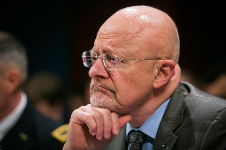 National Intelligence Director James Clapper testifies in front of the House Intelligence Committee about the United States' spying programs on Tuesday, Oct. 29, 2013.