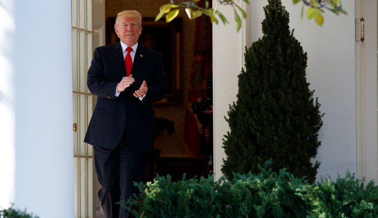 President Trump is back from Asia and rallying Congress to pass tax reform. (AP Photo/Evan Vucci)