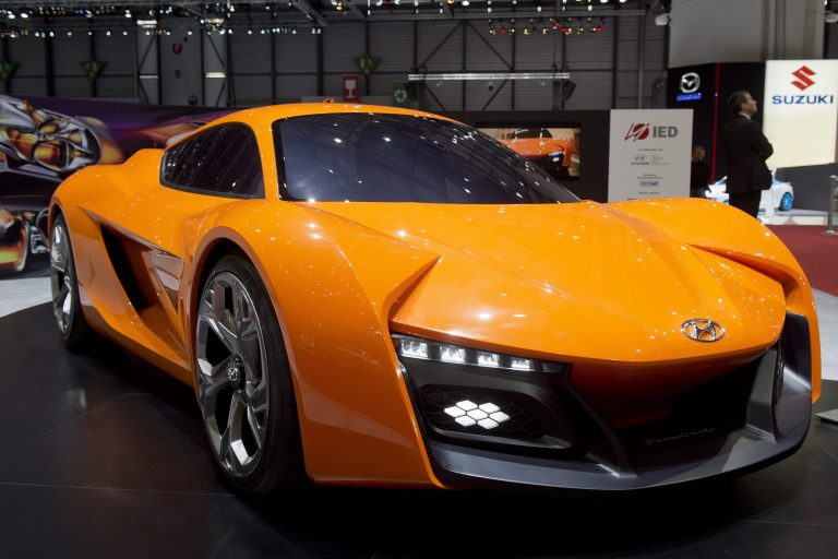 A new concept car by IED, Istituto Europeo di Design, for Hyundai is shown during the press day at the 84th Geneva International Motor Show in Geneva, Switzerland, Wednesday, March 5, 2014. (AP Photo/Keystone, Sandro Campardo)