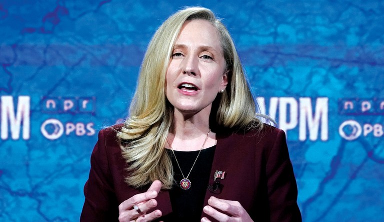 U.S. Rep. Abigail Spanberger, D-Va., left, gestures during a Chamber RVA sponsored candidate forum with Republican challenger Del. Nick Freitas, R-Culpeper, in Richmond, Va., Tuesday Oct. 20, 2020.