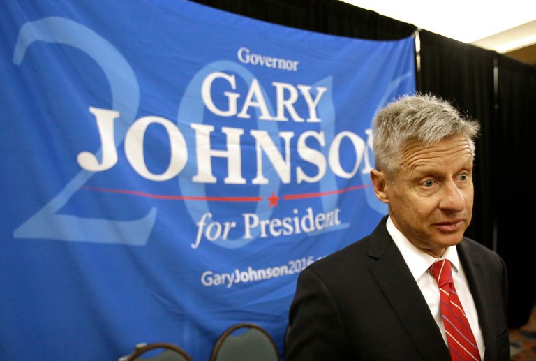 Gary Johnson and his running mate, former Massachusetts Gov. Bill Weld, submitted paperwork last week asking a judge to replace Libertarian placeholder Charlie Earl — who dropped out of the race — with them. (AP Photo/John Raoux, File)