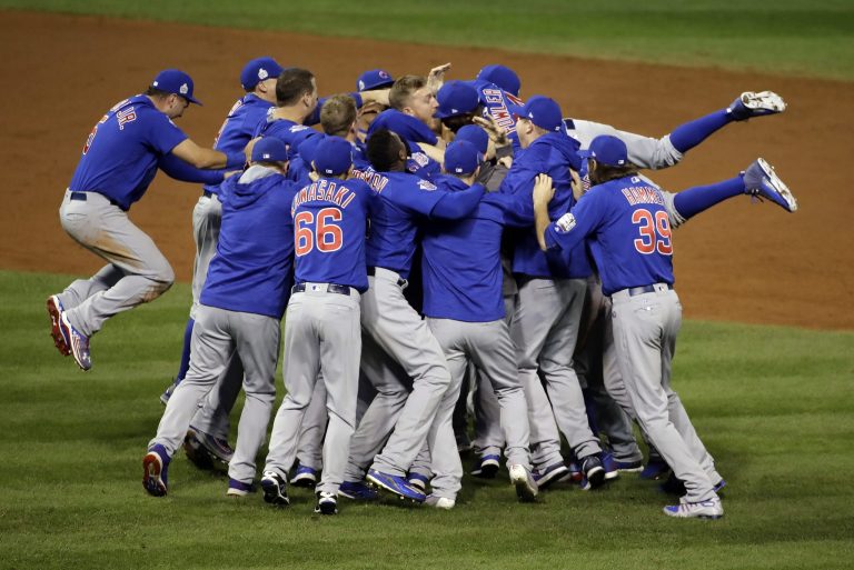 The Chicago Cubs won the biggest contest in baseball Wednesday night for the first time since 1908, an outcome that the most famous data journalism website said was more improbable than Donald Trump winning the White House just this Sunday. (AP Photo/Gene J. Puskar)