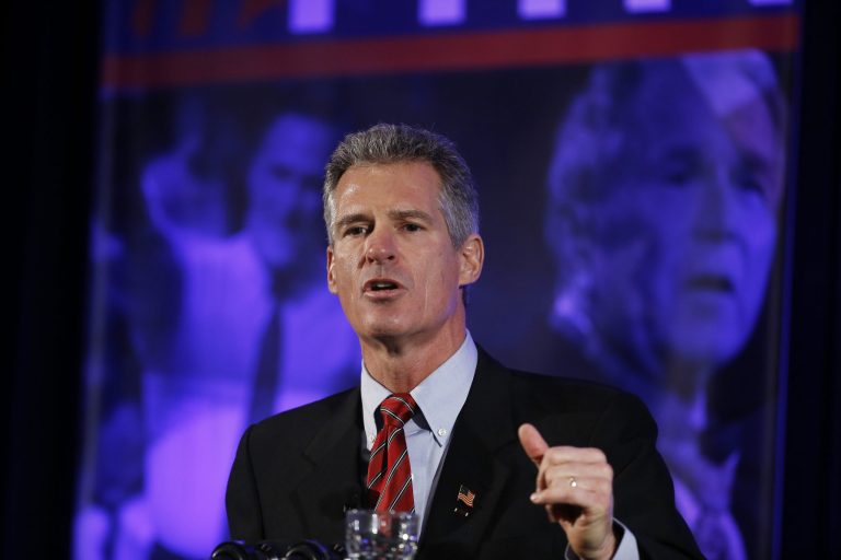 Former Massachusetts Sen. Scott Brown's endorsement would be the first of a current or former senator for Trump. (AP Photo/Matt Rourke)
