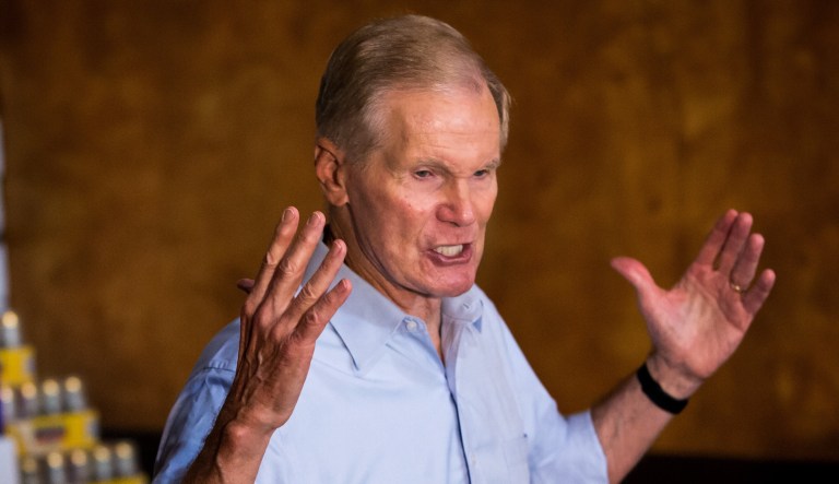 Sen. Bill Nelson, D-Fla., speaks during a Vecinos de Nelson canvass kickoff event in the Little Havana neighborhood of Miami on Saturday, July 14, 2018.