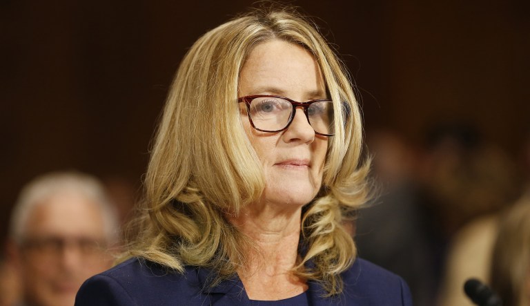 Christine Blasey Ford arrives for a Senate Judiciary Committee hearing in Washington, D.C., U.S., on Thursday, Sept. 27, 2018. Supreme Court nominee Brett Kavanaugh and a woman who accuses him of sexual assault will present dueling accounts of what happened -- or didnt happen -- 36 years ago, as senators hold a historic hearing that will shape the court's future and redefine the "Me Too" era. 