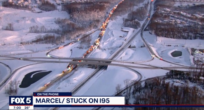 Fox5 DC broadcast regarding I-95 jam