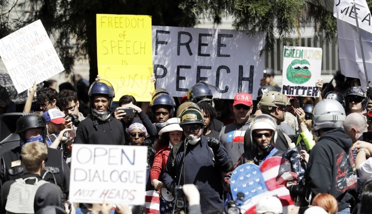 A free speech rally at the University of California, Berkeley. 