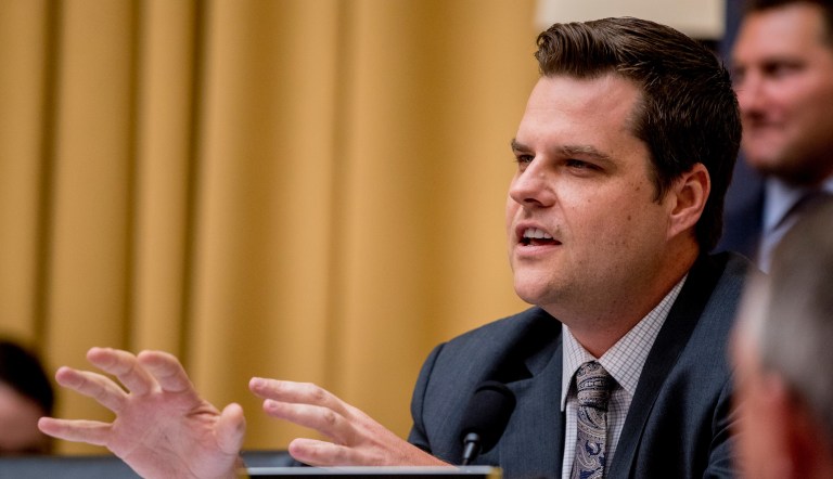 Rep. Matt Gaetz, R-Fla., questions former White House counsel for the Nixon Administration John Dean during a House Judiciary Committee hearing on the Mueller Report on Capitol Hill in Washington, Monday, June 10, 2019.