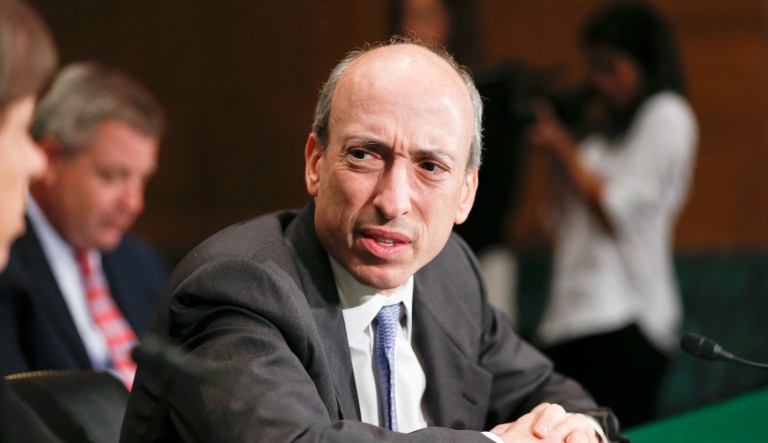 Commodity Futures Trading Commission (CFTC) Chairman Gary Gensler testifies on Capitol Hill in Washington, Tuesday, July 30, 2013, before the Senate Banking Committee as lawmakers examine how to mitigate systemic risk in financial markets through Wall Street reforms.