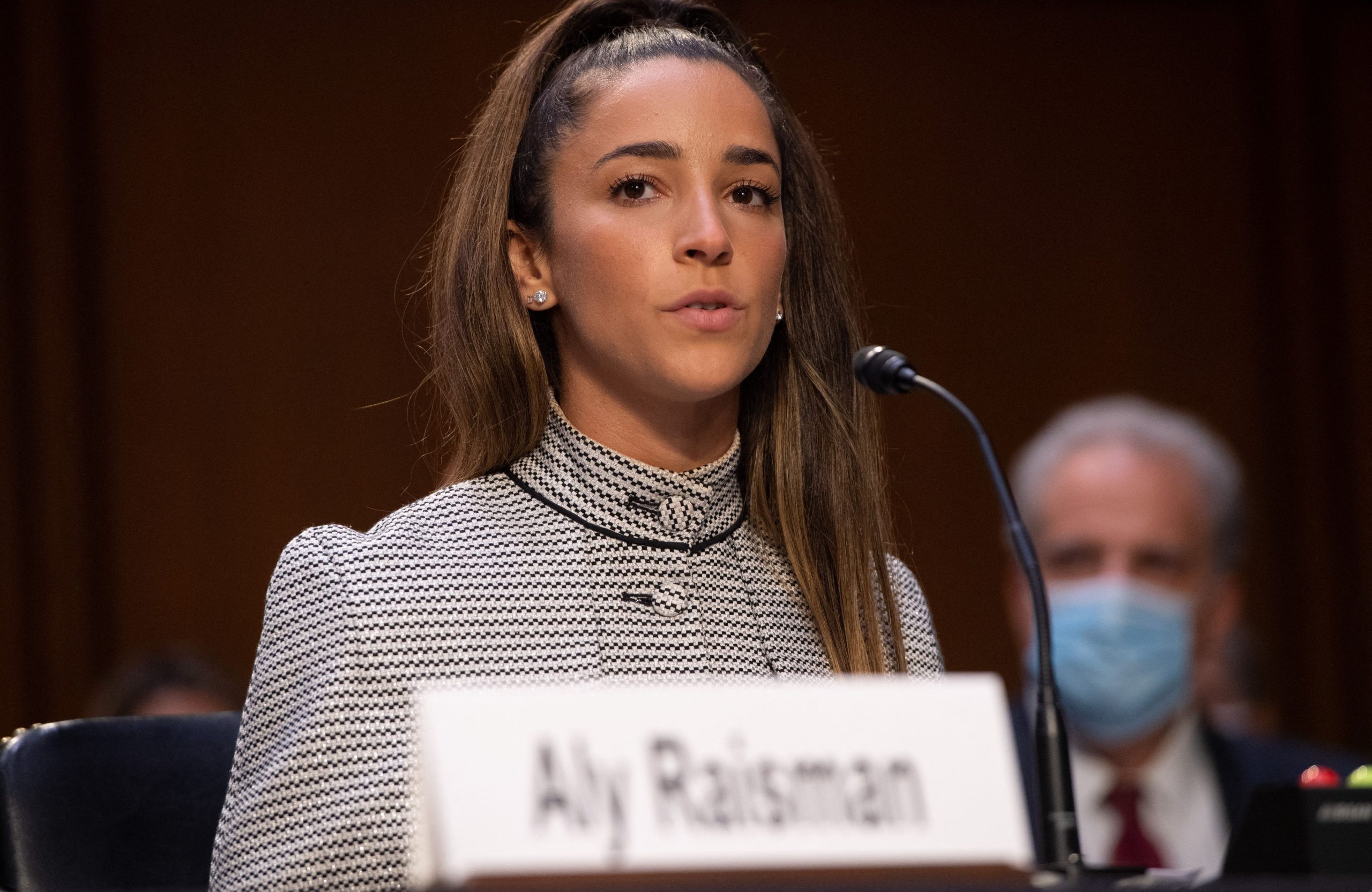 Aly Raisman testifies during a Senate Judiciary hearing