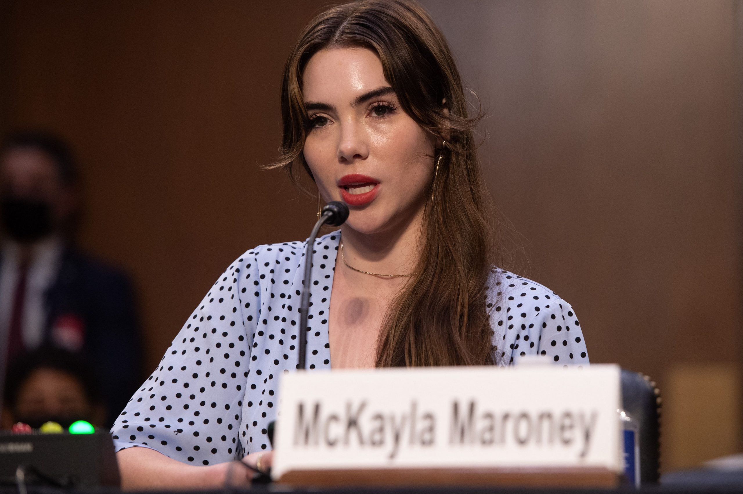 McKayla Maroney testifies during a Senate Judiciary hearing