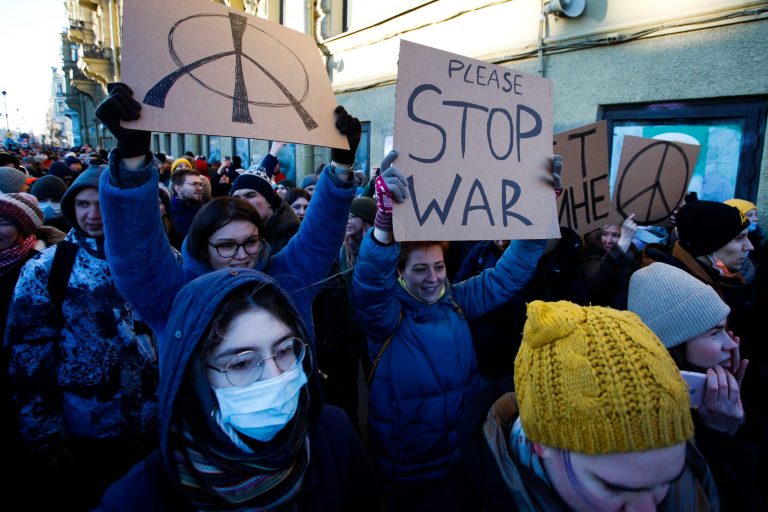 Russians take to streets, brave riot police to protest Putin’s Ukraine invasion