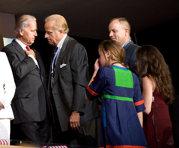Then Democratic Vice Presidential candidate Joe Biden (L) and his brother James Biden during the Democratic National Convention in Denver. 