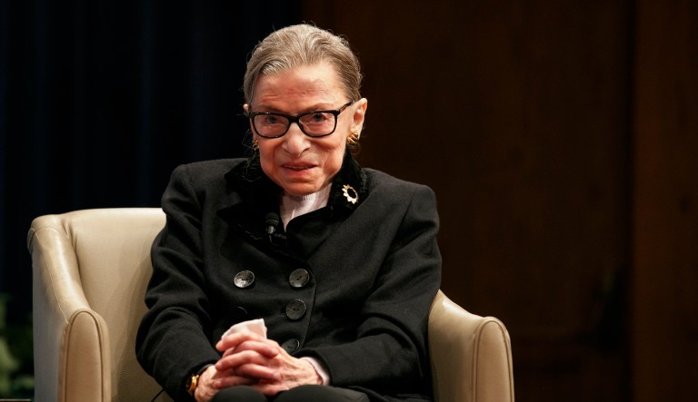 People gather at the Supreme Court on the morning after the death of Justice Ruth Bader Ginsburg, 87,  Saturday, Sept. 19, 2020 in Washington.                                                                                                                                                                        