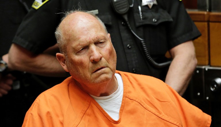 In this April 27, 2018 file photo Joseph James DeAngelo, is arraigned in Sacramento County Superior Court in Sacramento, Calif. The former police officer is tentatively set to plead guilty Monday, June 29, 2020, to being the elusive Golden State Killer. The hearing comes 40 years after a sadistic suburban rapist terrorized California in what investigators only later realized were a series of linked assaults and slayings.