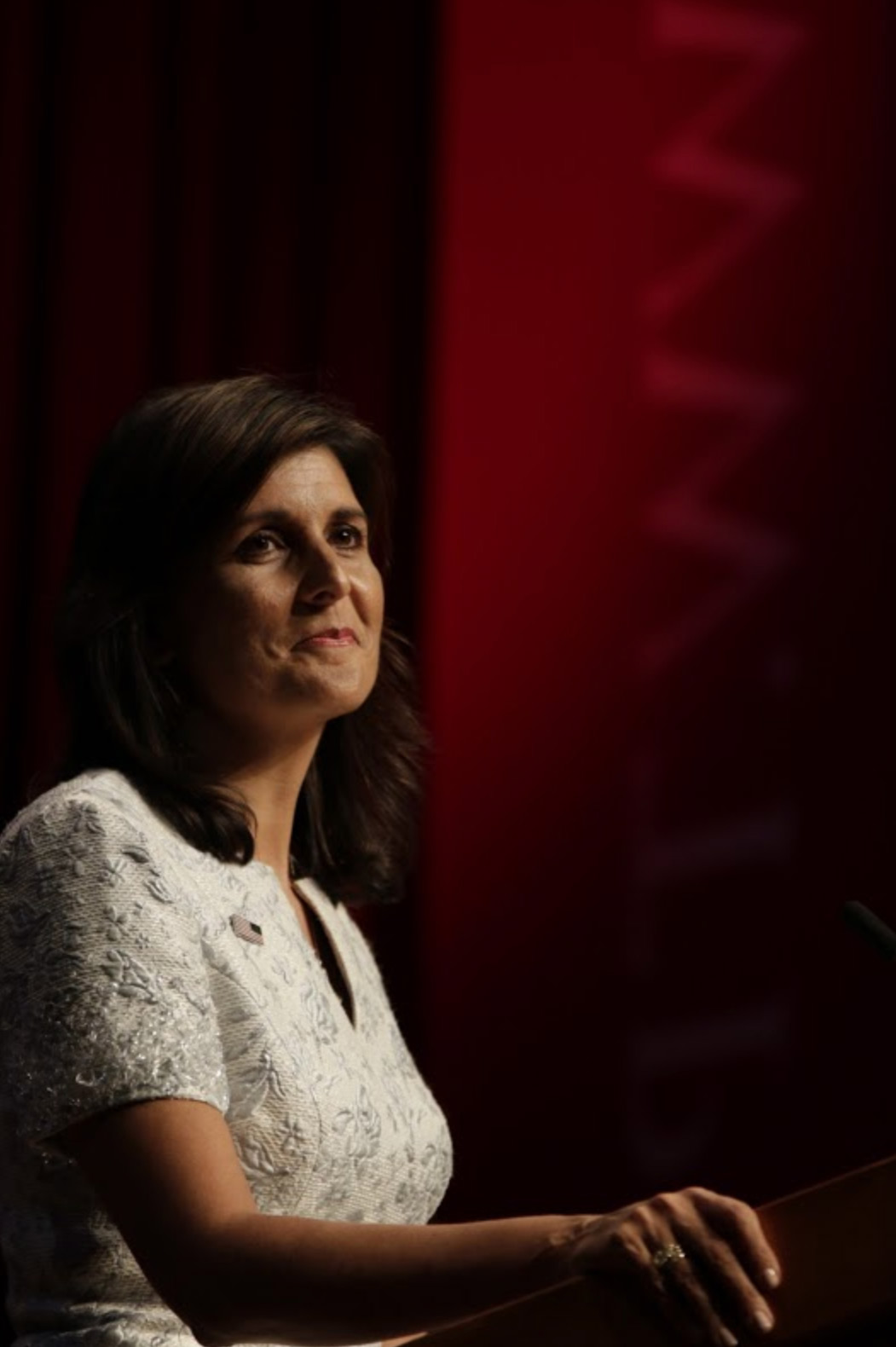 American ambassador to the United Nations Nikki Haley speaking at the TPUSA summit.