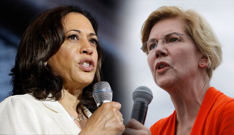 Kamala Harris and Elizabeth Warren are seen.