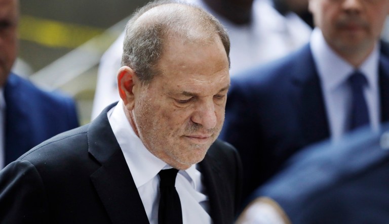 Harvey Weinstein arrives in court, Monday, Aug. 26, 2019 in New York. Weinstein's lawyers want the trial moved from New York City to Long Island.