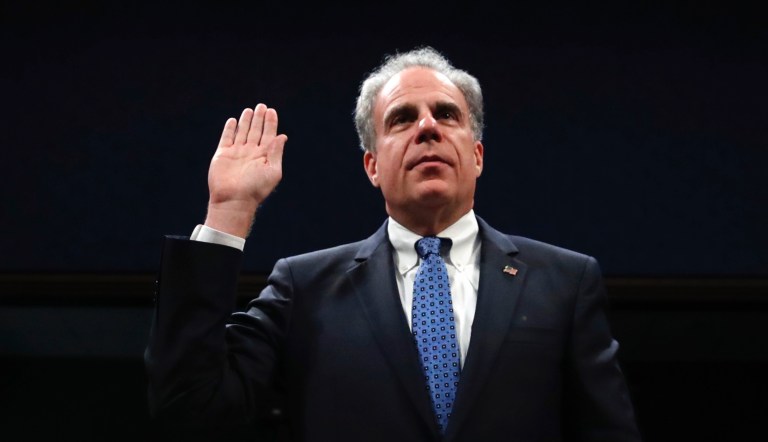 Department of Justice Inspector General Michael Horowitz is sworn in for a joint House Committee on the Judiciary and House Committee on Oversight and Government Reform hearing examining his report of the FBIâs Clinton email probe, on Capitol Hill, Tuesday, June 19, 2018 in Washington.