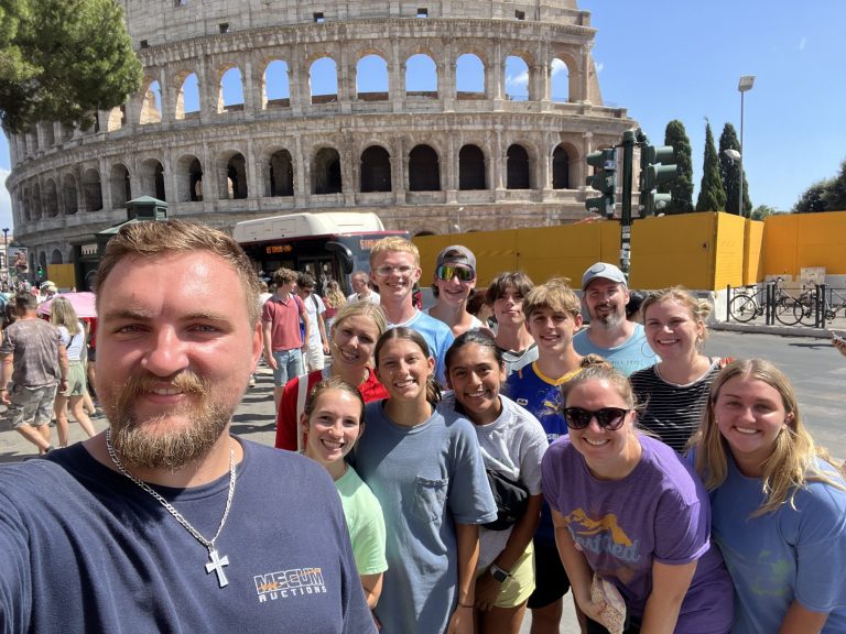 The mission trip group from Harmony Hills Baptist Church, after arriving safely from Niger in Rome.