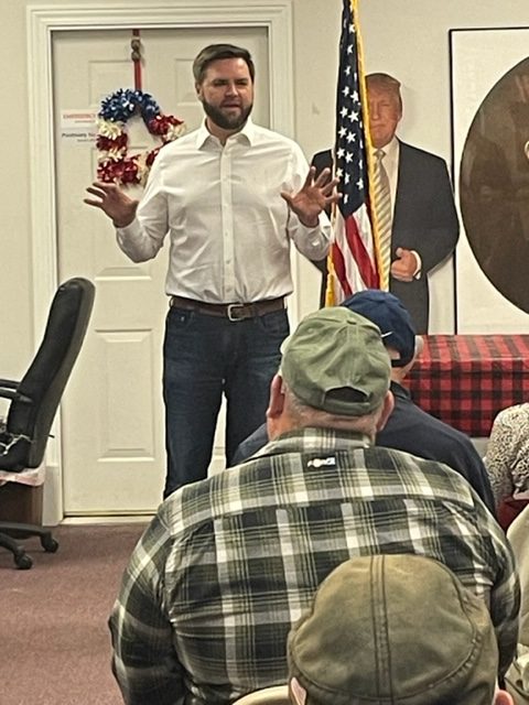 Senate candidate J.D. Vance (R-OH) speaks at a campaign event in Ohio.
