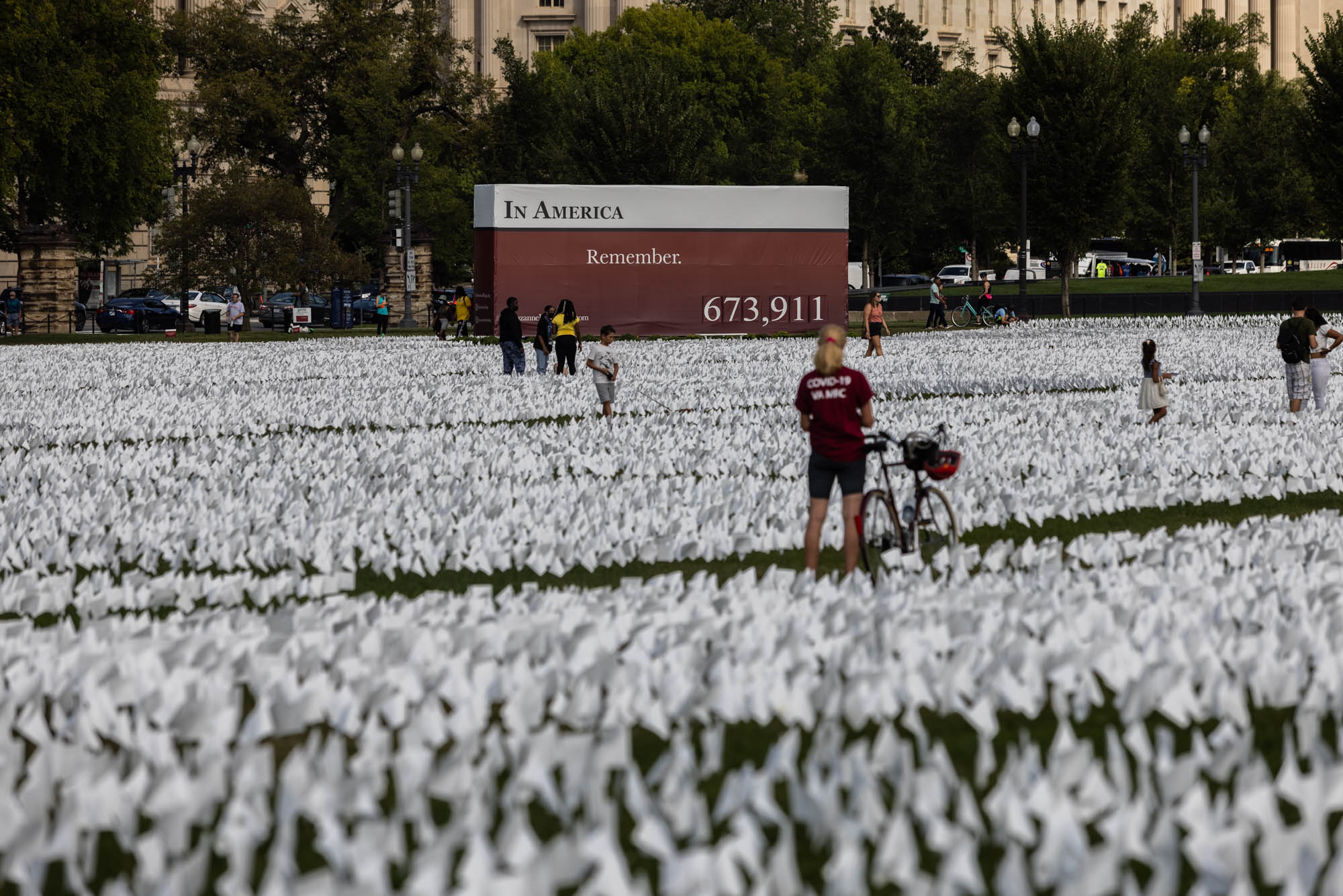 The installation by artist Suzanne Brennan Firstenberg commemorates all the Americans who have died due to COVID-19.