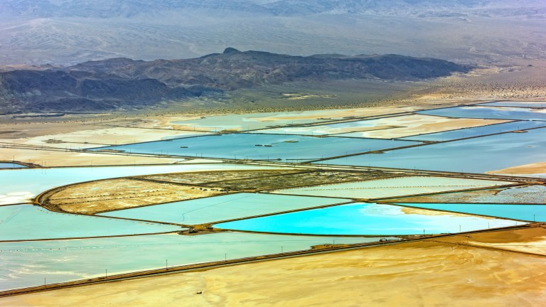 Aerial view of the lithium mine of Silver Peak, Nevada.