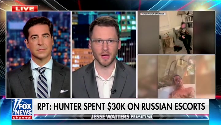 Dr. Jordan Peterson, right, discusses a Canadian court's ruling requiring him to take remedial training over comments he made on social media. He discusses the ruling with Fox News host Jesse Watters, left.