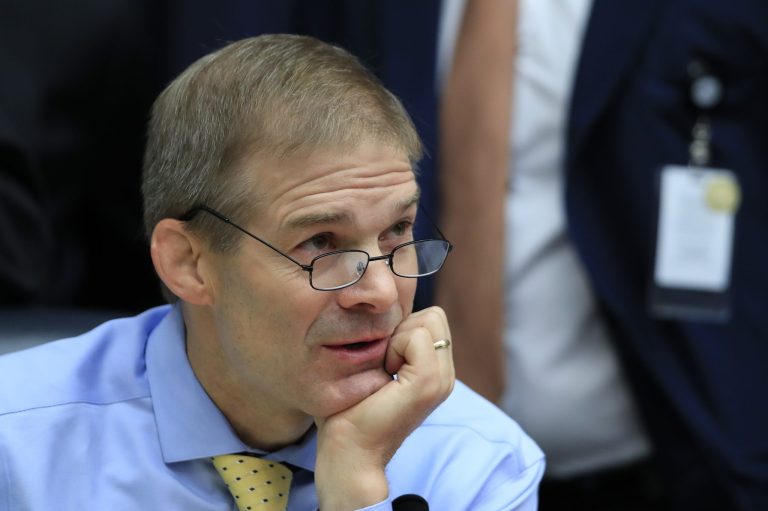 Rep. Jim Jordan, R-Ohio attends a joint hearing on, "oversight of FBI and Department of Justice actions surrounding the 2016 election" on Capitol Hill in Washington, Thursday, July 12.