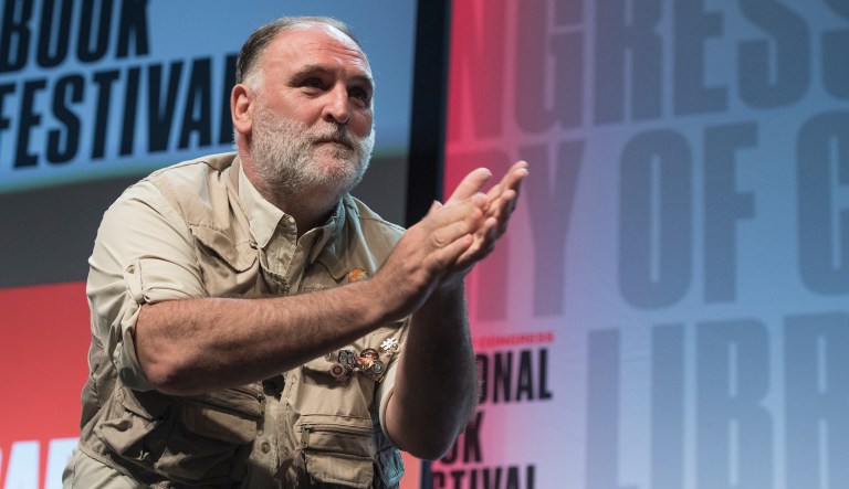 Chef and restuarant owner Jose Andres speaks at the Library of Congress National Book Festival in Washington, Saturday, Aug. 31, 2019. 