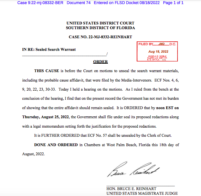 Judge Bruce Reinhart Order