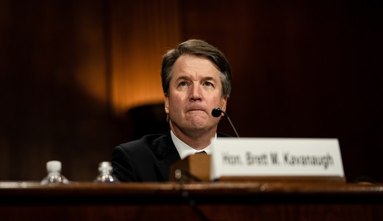 Brett Kavanaugh, U.S. Supreme Court associate justice nominee for U.S. President Donald Trump, pauses while speaking during a Senate Judiciary Committee hearing in Washington, D.C., U.S., on Thursday, Sept. 27, 2018.