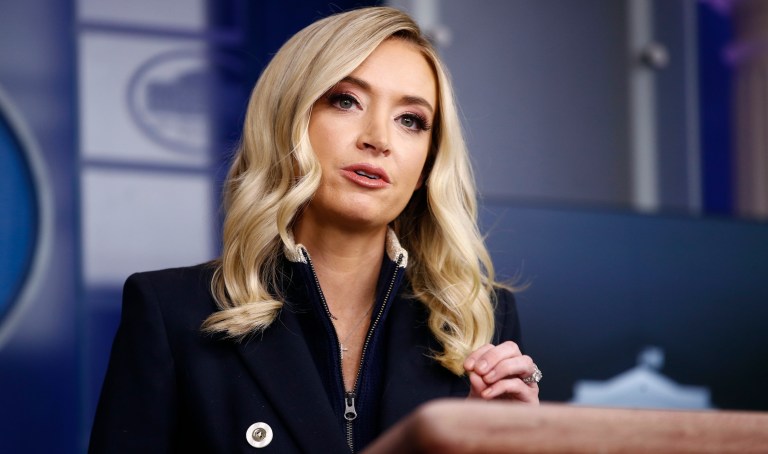 White House press secretary Kayleigh McEnany speaks during a news conference at the White House, Monday, June 1, 2020, in Washington. 