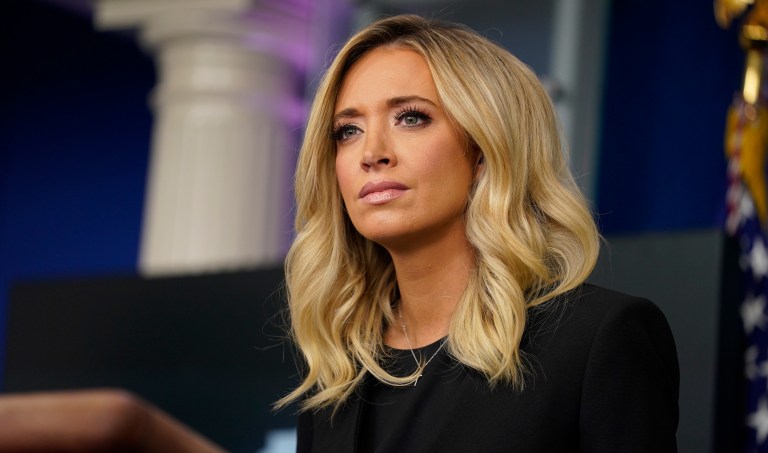 White House press secretary Kayleigh McEnany speaks during a press briefing at the White House, Friday, May 8, 2020, in Washington.                                                                                                                                                                             