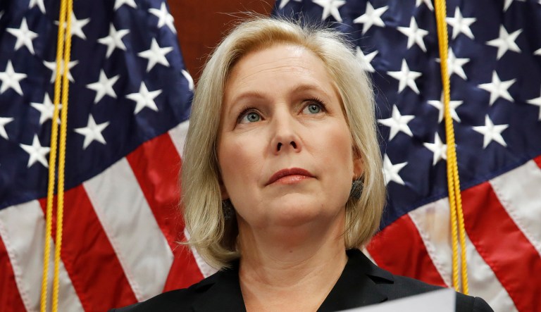 Sen. Kirsten Gillibrand, D-N.Y., attends a news conference, Tuesday, Dec. 12, 2017, on Capitol Hill in Washington. Gillibrand says President Donald Trumpâs latest tweet about her was a âsexist smearâ aimed at silencing her voice.