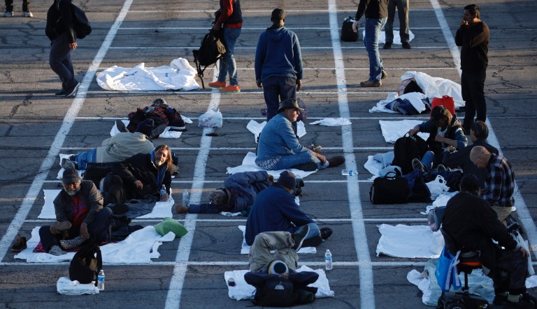 Las Vegas moves homeless to parking lot after shelter closes