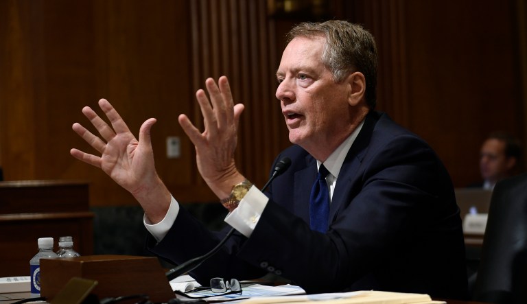 United States Trade Representative Robert Lighthizer testifies before the Senate Finance Committee on Capitol Hill in Washington, Tuesday, June 18, 2019, during a hearing hearing on 'The President's 2019 Trade Policy Agenda and the United States-Mexico-Canada Agreement'.