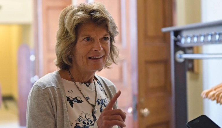 Sen. Lisa Murkowski, R-Alaska, talks to reporters on Capitol Hill in Washington, Wednesday, Jan. 15, 2020.