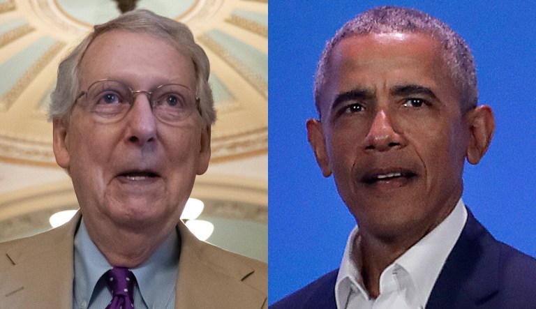 Mitch McConnell, left, and Barack Obama, right.