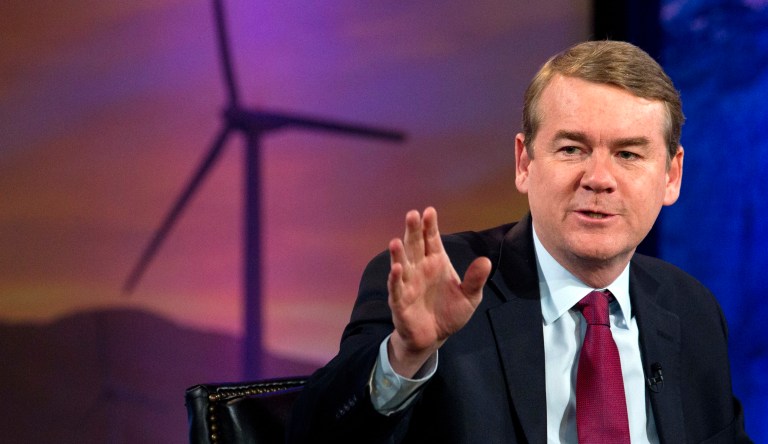 Democratic presidential candidate Sen. Michael Bennet speaks at the Presidential Gun Sense Forum, Saturday, Aug. 10, 2019, in Des Moines, Iowa. 