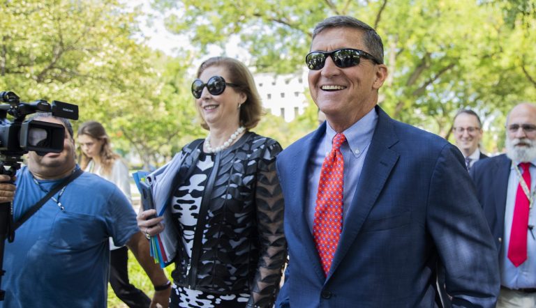 Michael Flynn, right, and his lawyer Sidney Powell, left.