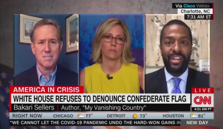 Rick Santorum clashes with Bakari Sellers and compares immorality of slavery to abortion