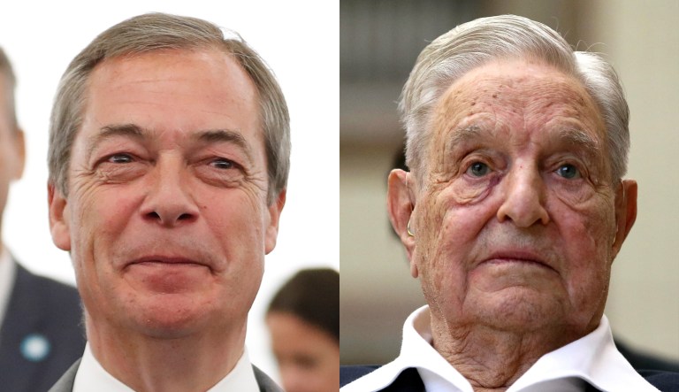 Nigel Farage and George Soros.