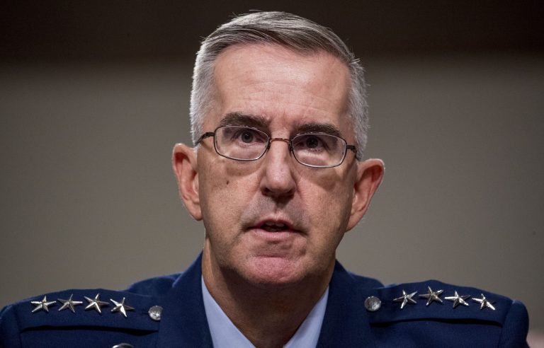 Gen. John Hyten appears before the Senate Armed Services Committee on Capitol Hill in Washington, Tuesday, July 30, 2019, for his confirmation hearing to be Vice Chairman of the Joint Chiefs of Staff.