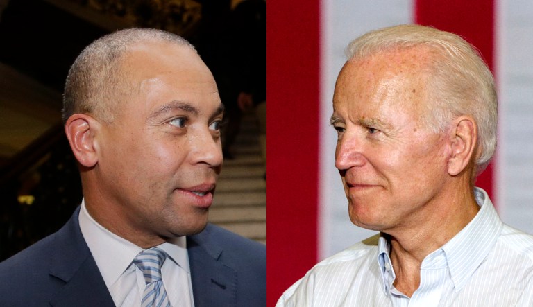 Deval Patrick and Joe Biden are pictured.