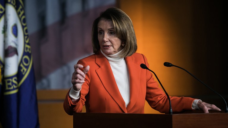 House Minority Leader Nancy Pelosi, D-CA, speaks at her weekly press conference on Capitol Hill, Thursday, April 10, 2018.